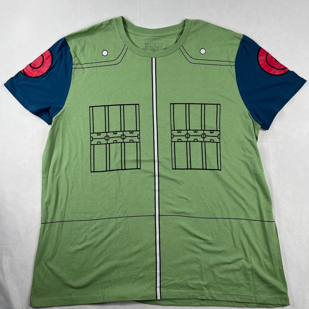 Naruto Shippuden T Shirt Jonin Flak Jacket Cosplay Graphic Green Mens 2XL